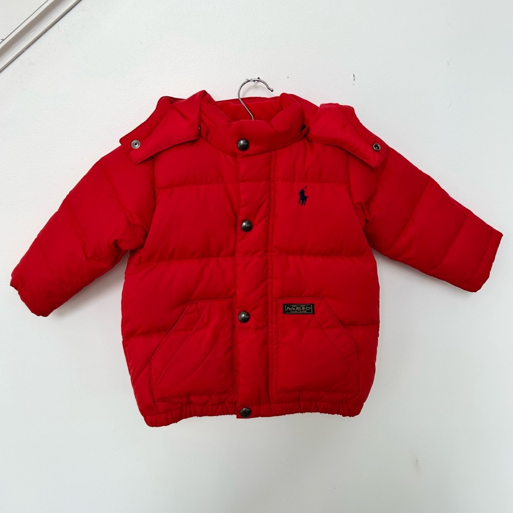 Polo Ralph Lauren Baby Down Puffer Jacket 18 Months Red Toddler Winter Coat